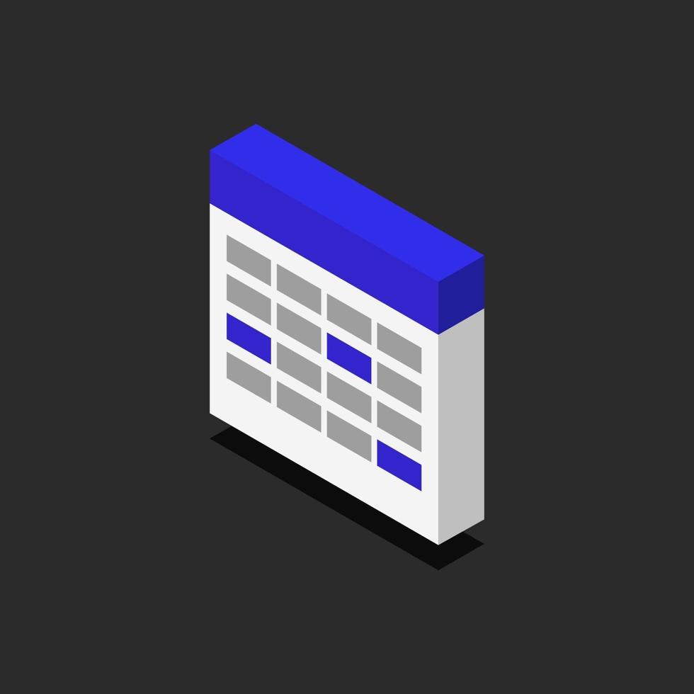 Isometric Calendar On Background vector