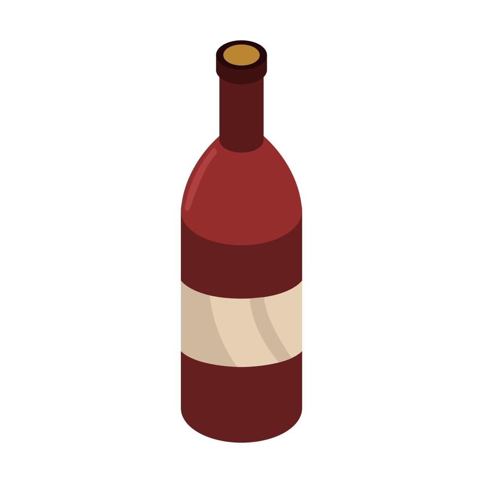 botella de vino isométrica en el fondo vector