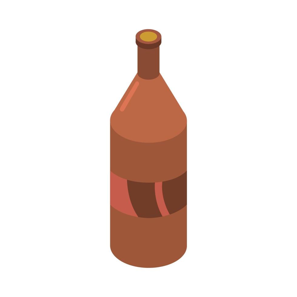 Isometric Wine Bottle On Background vector