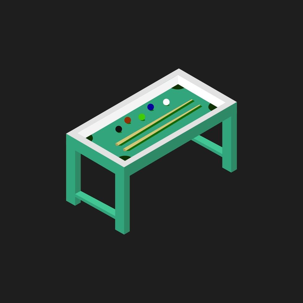 Isometric Billiard Table On Black Background vector