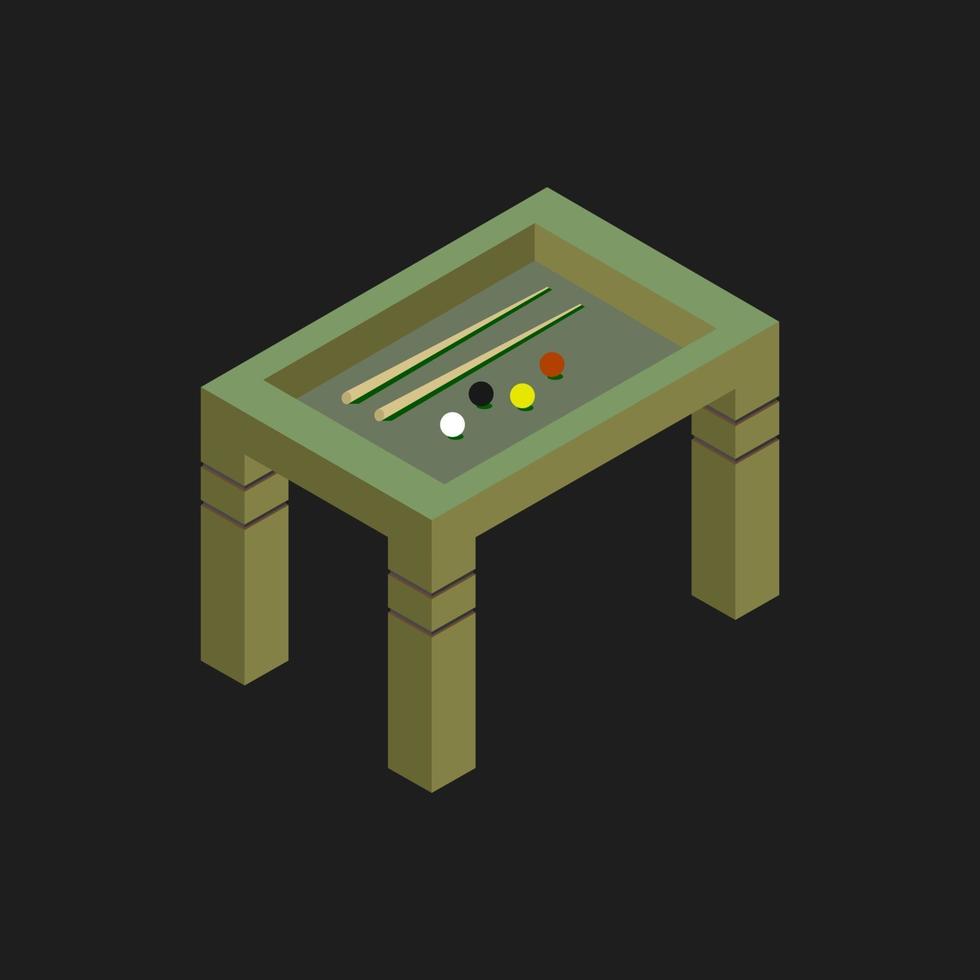 Isometric Billiard Table On Black Background vector