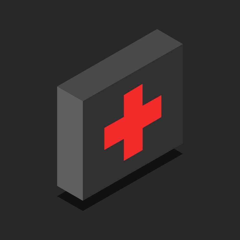 Isometric Medical Cross On Black Background vector