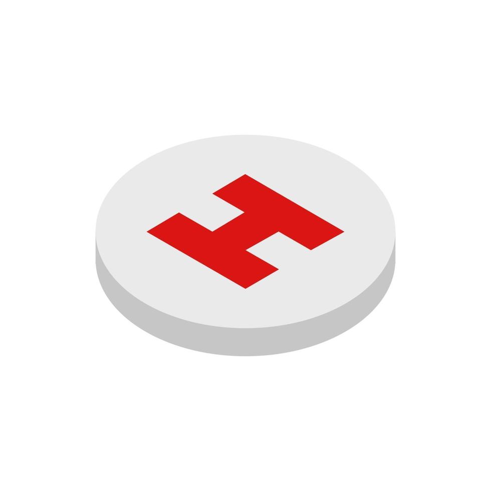 Isometric Hospital Lettering Symbol On White Background vector