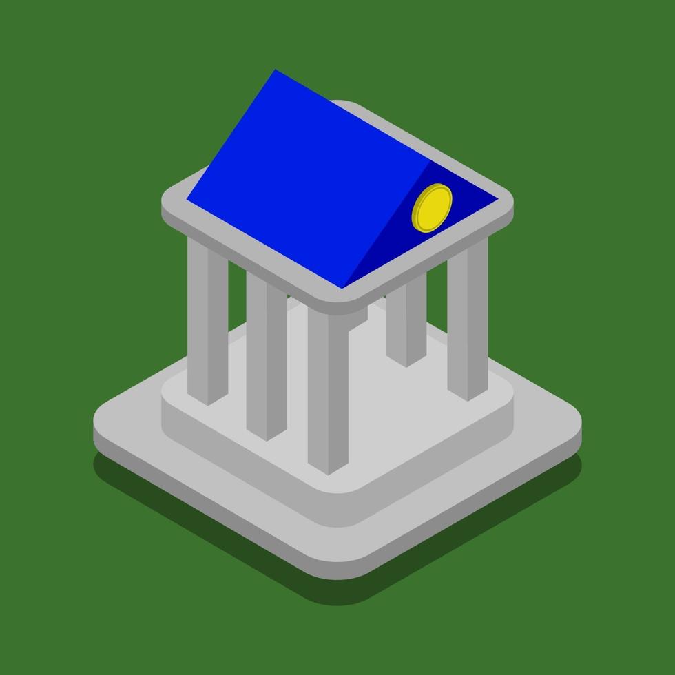 Isometric Temple On Green Background vector