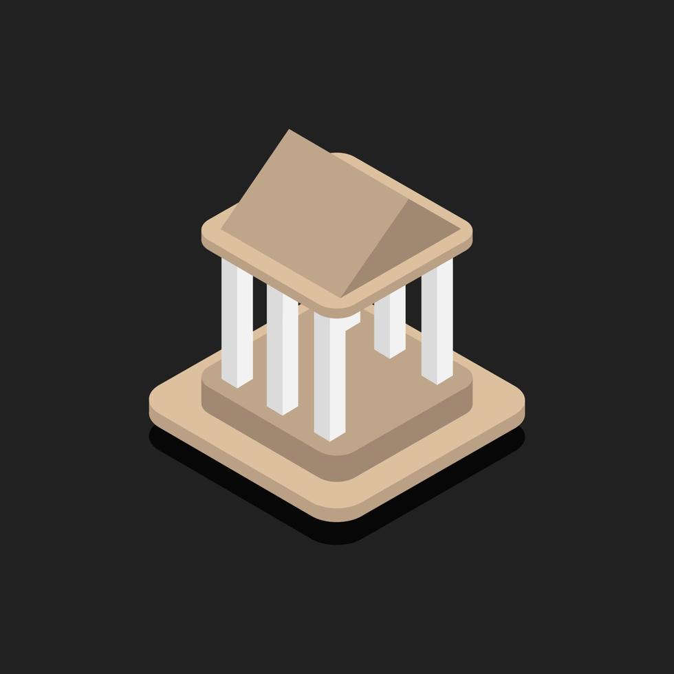 Isometric Temple On Black Background vector