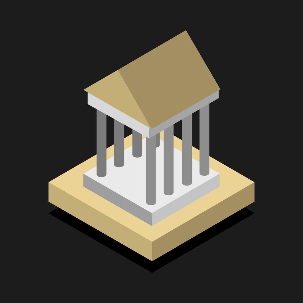 Isometric Temple On Black Background vector