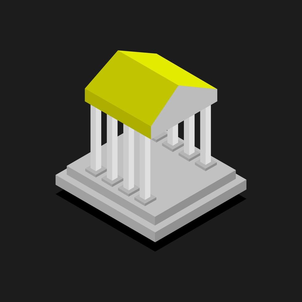 Isometric Temple On Black Background vector