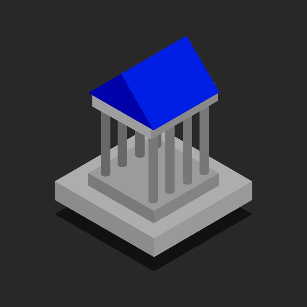 Isometric Temple On Black Background vector