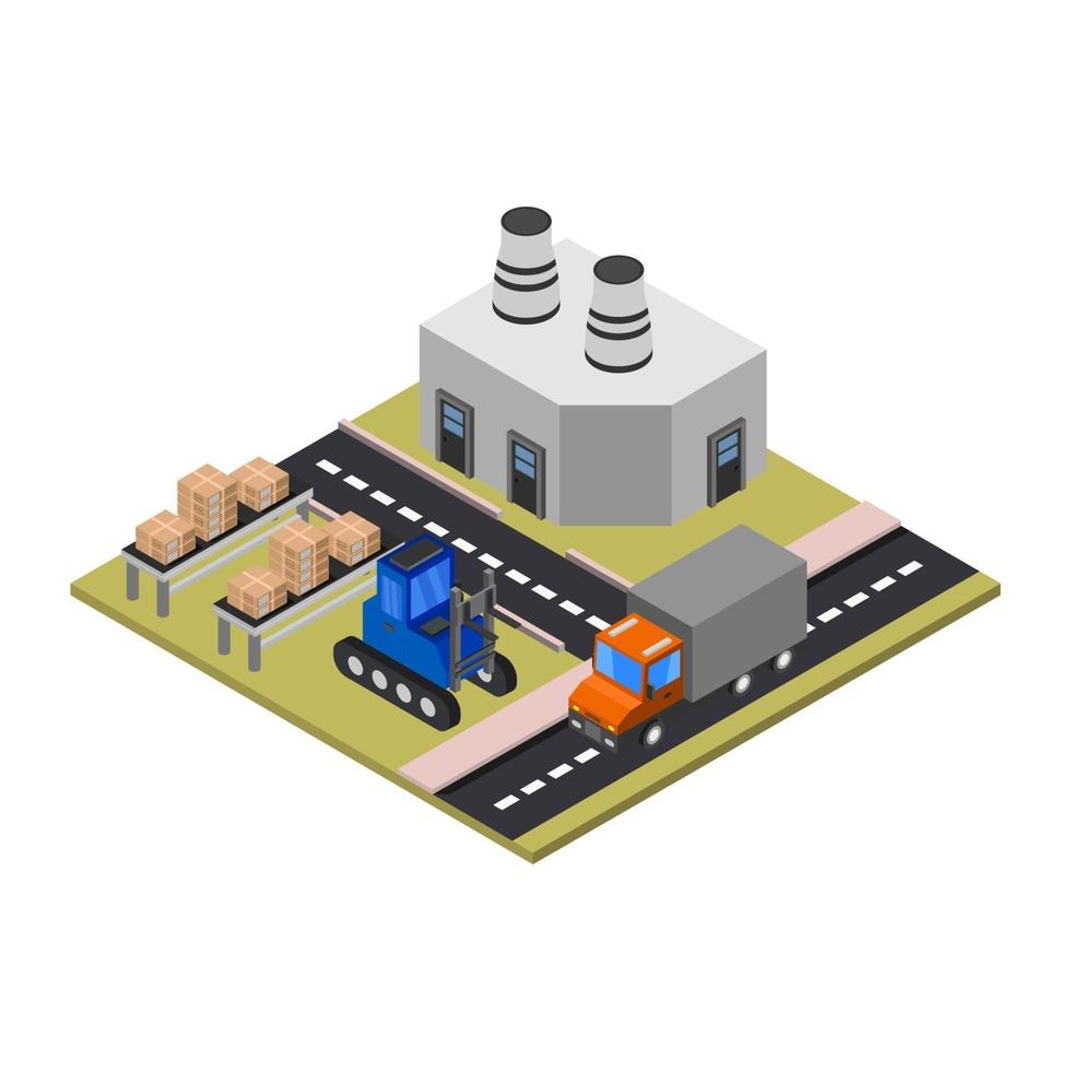 Isometric Industry On White Background vector