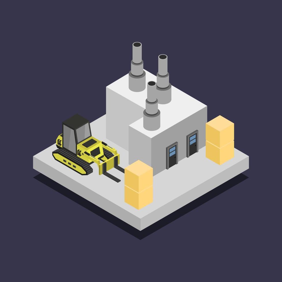 Isometric Industry On Black Background vector
