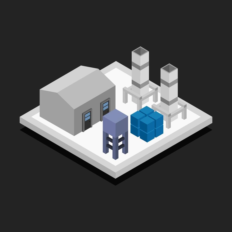 Isometric Industry On Black Background vector