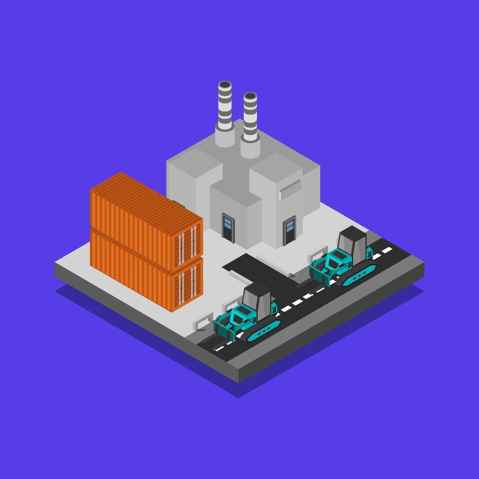 Isometric Industry On Purple Background vector