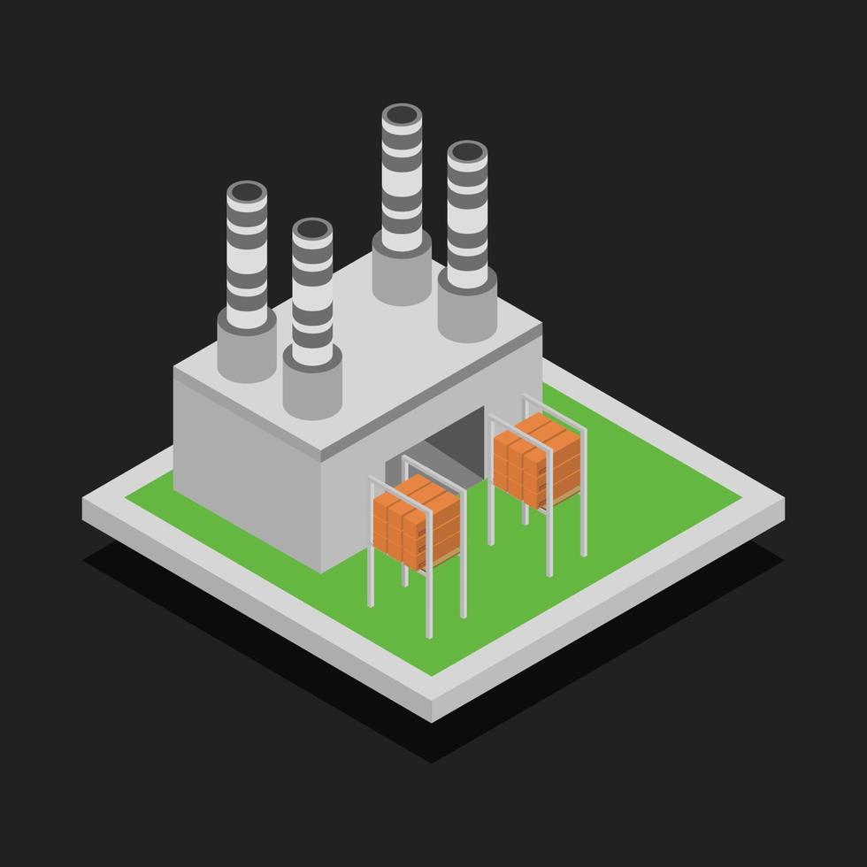 industria isométrica sobre fondo negro vector