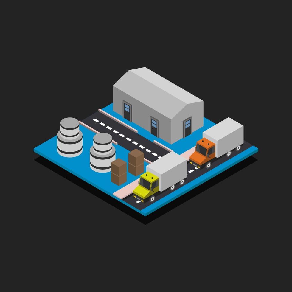 Isometric Industry On Black Background vector