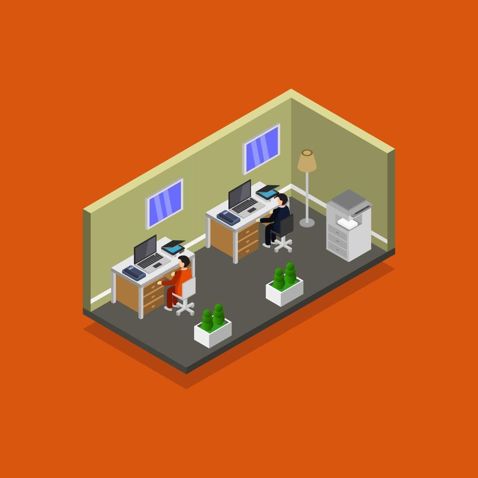 Isometric Office Room On Background vector