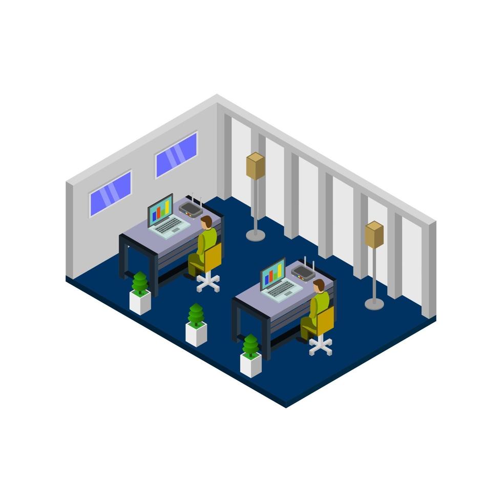 Isometric Office Room On Background vector