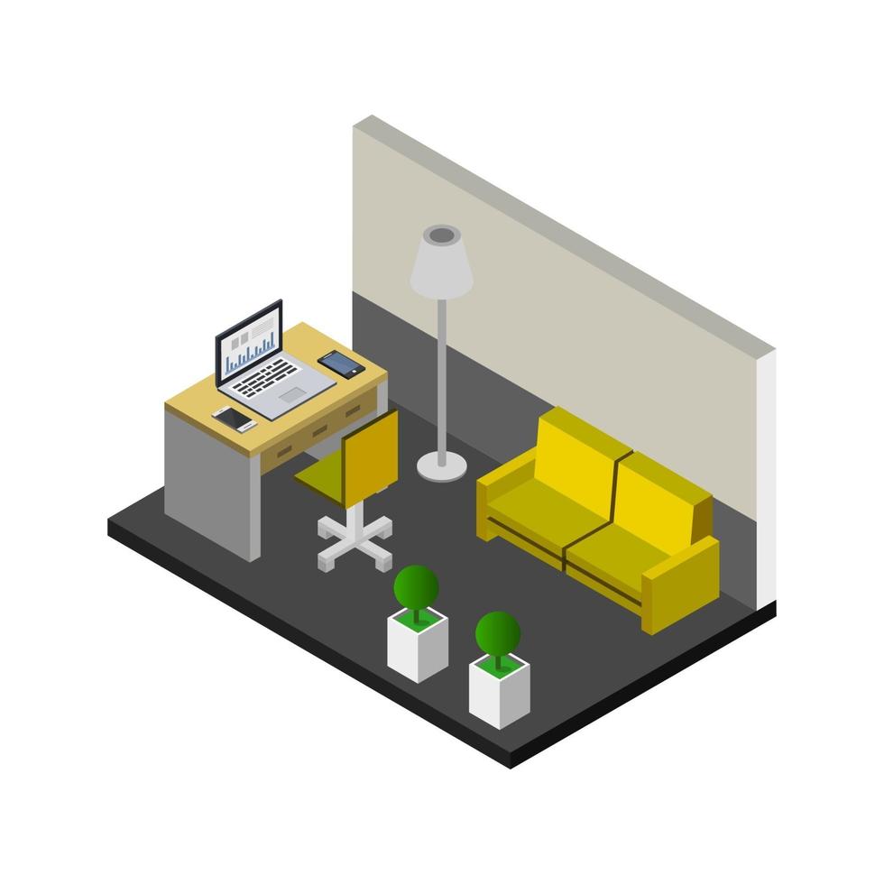 Isometric Office Room On Background vector