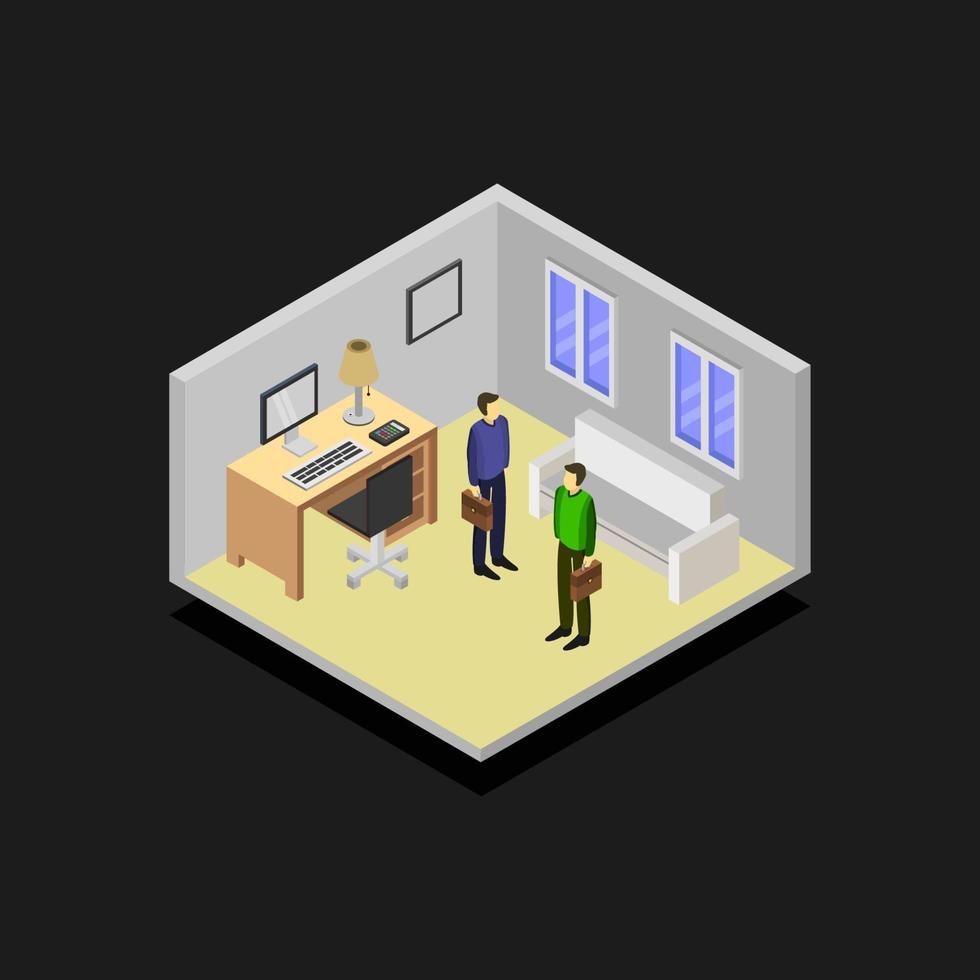 Isometric Office Room On Background vector