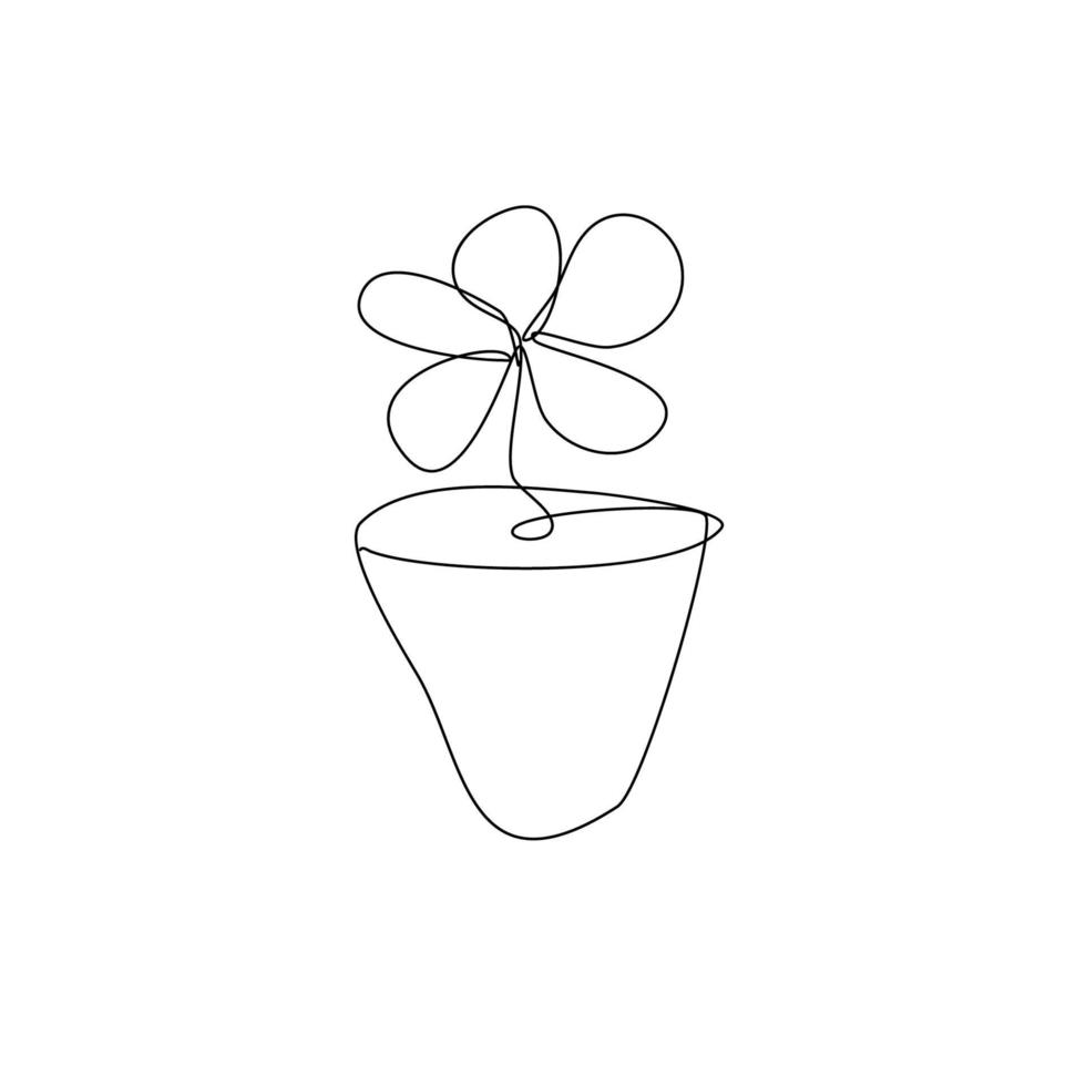 dibujo minimalista de una línea de flores. dibujo lineal simple. Ilustración de dibujo de línea continua para decoración imprimible de arte de pared vector