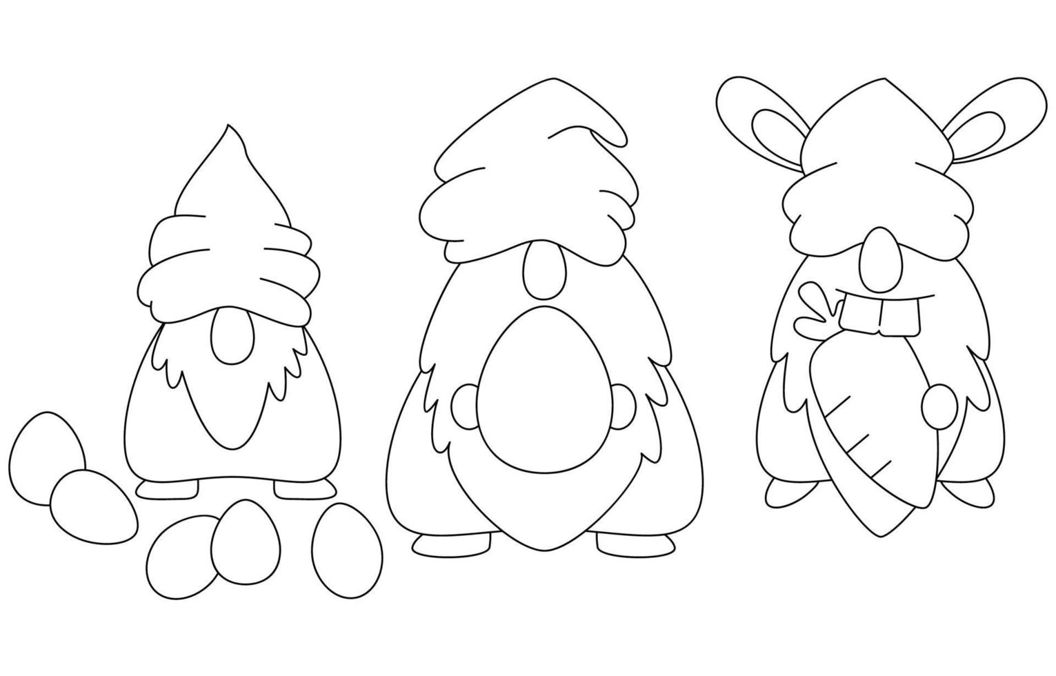 Minimal line art Gnomes Easter Spring Season, simple line art drawing illustration clipart vector