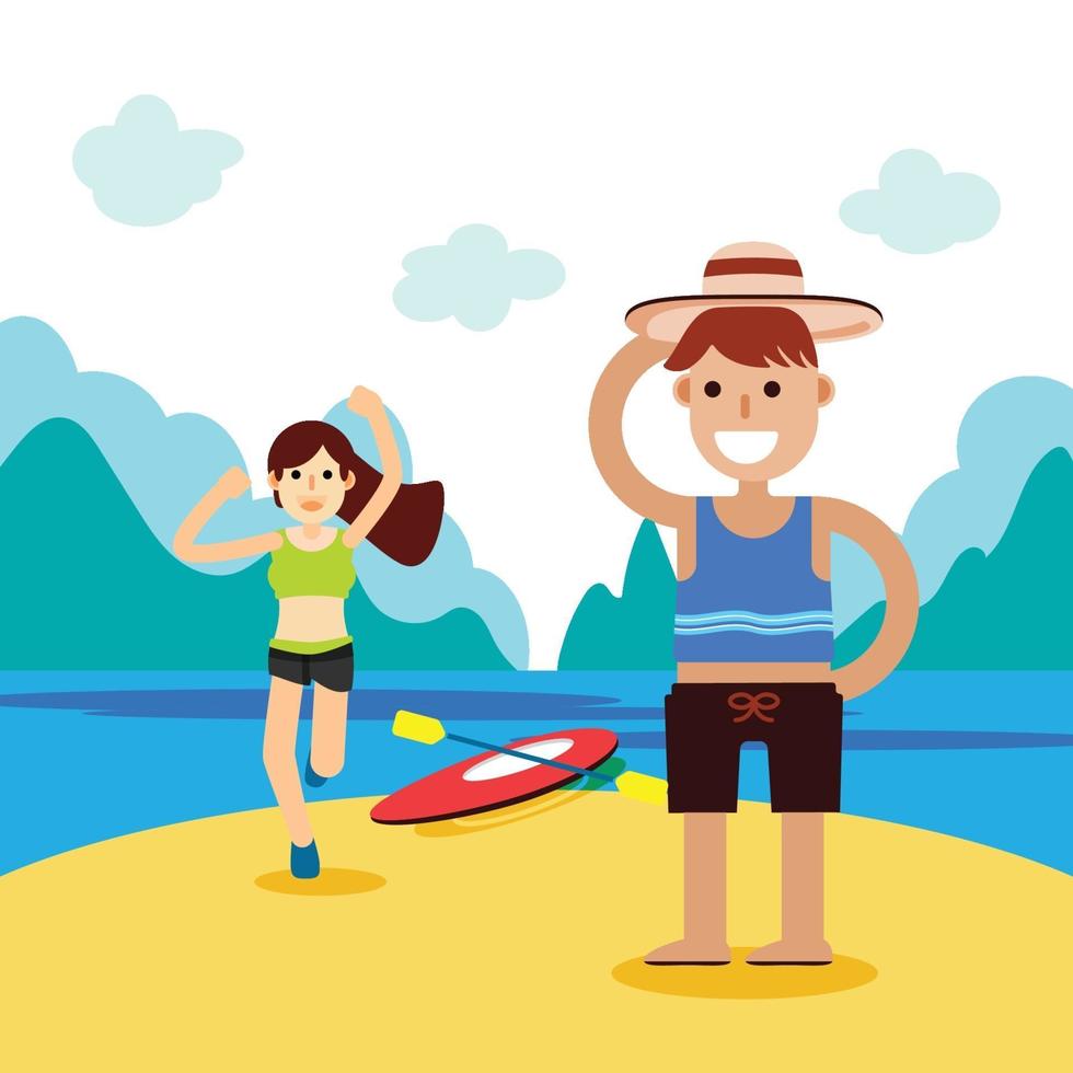 concepto de ilustración de vector de verano de felicidad y fondo de vacaciones