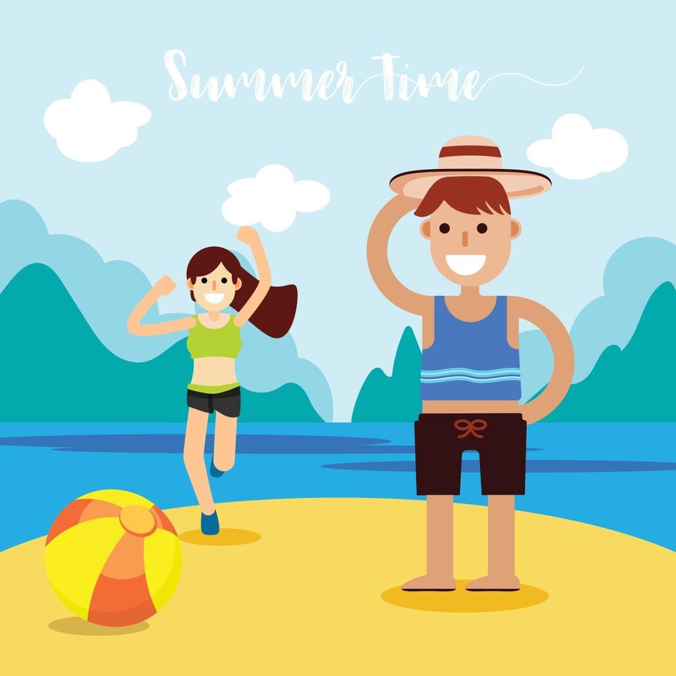 concepto de ilustración de vector de verano de felicidad y fondo de vacaciones