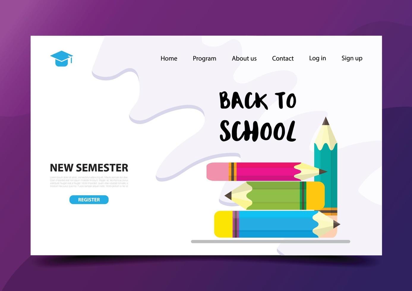 Back to school Education landing page design template vector