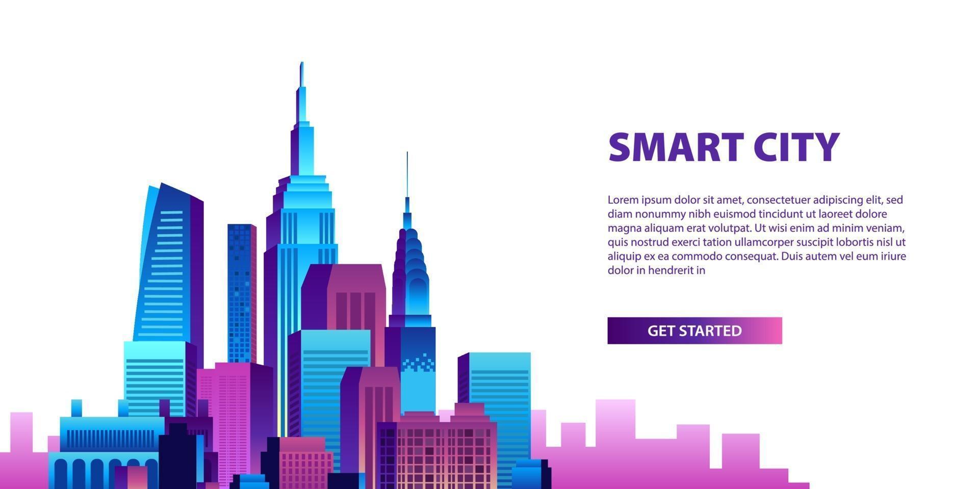 Smart city concept with pop colorful building skyscraper scene vector