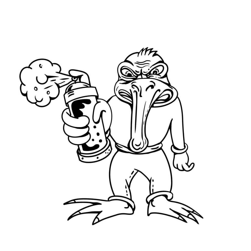 Kiwi Bird Graffiti Artist Cartoon vector