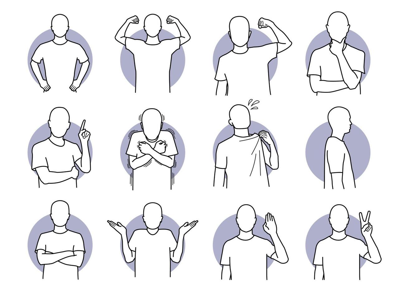 Basic human actions and body languages set vector