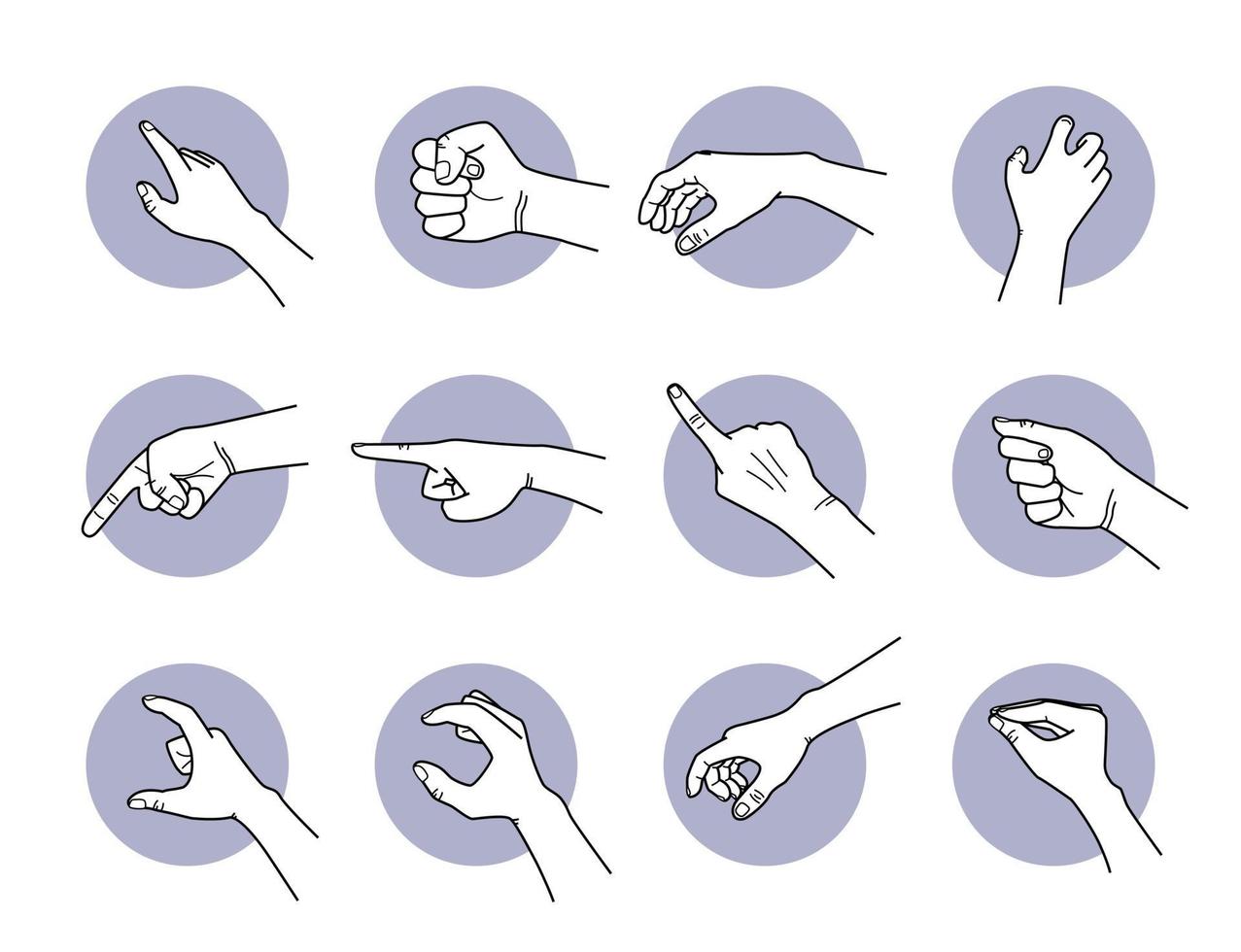 Hand pointing and grabbing gestures set vector