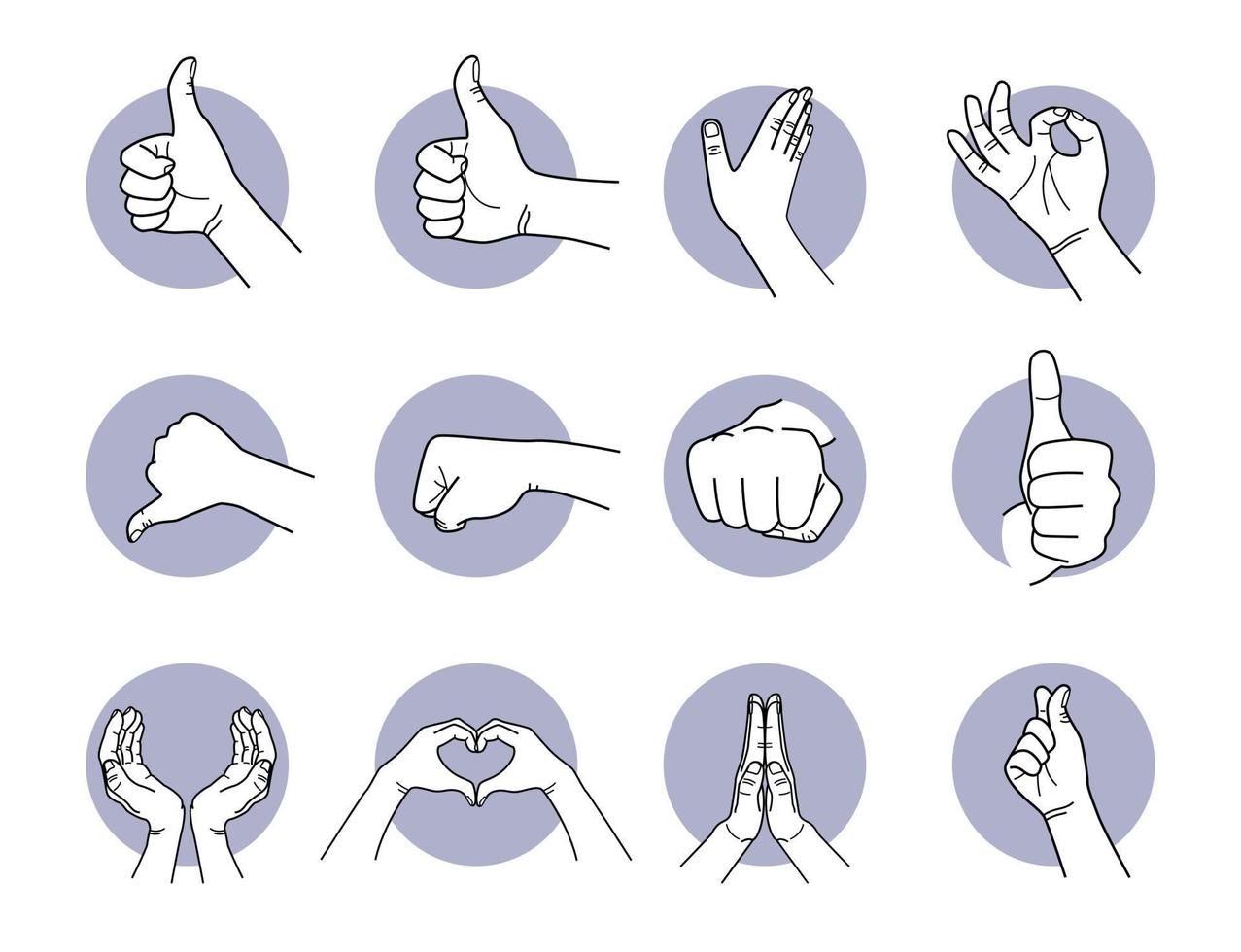 Good, love, and like hand gestures set vector