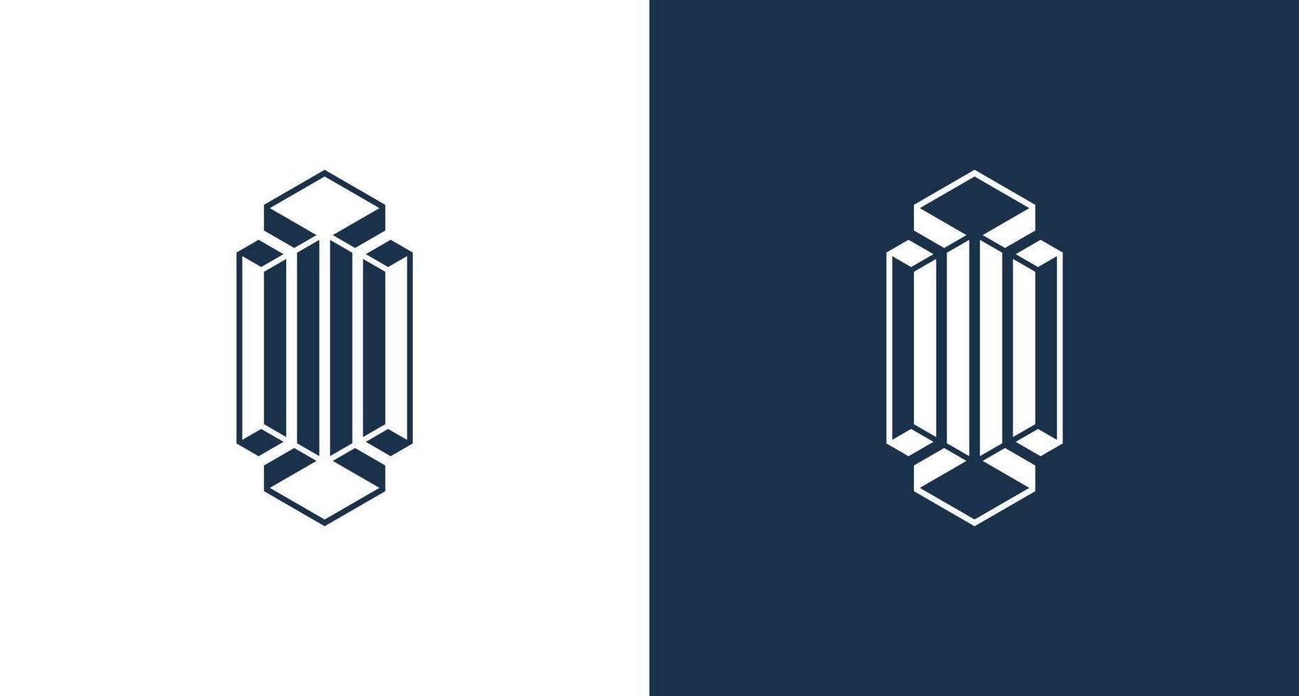 elegant classy letter I logo in a prism shape set vector