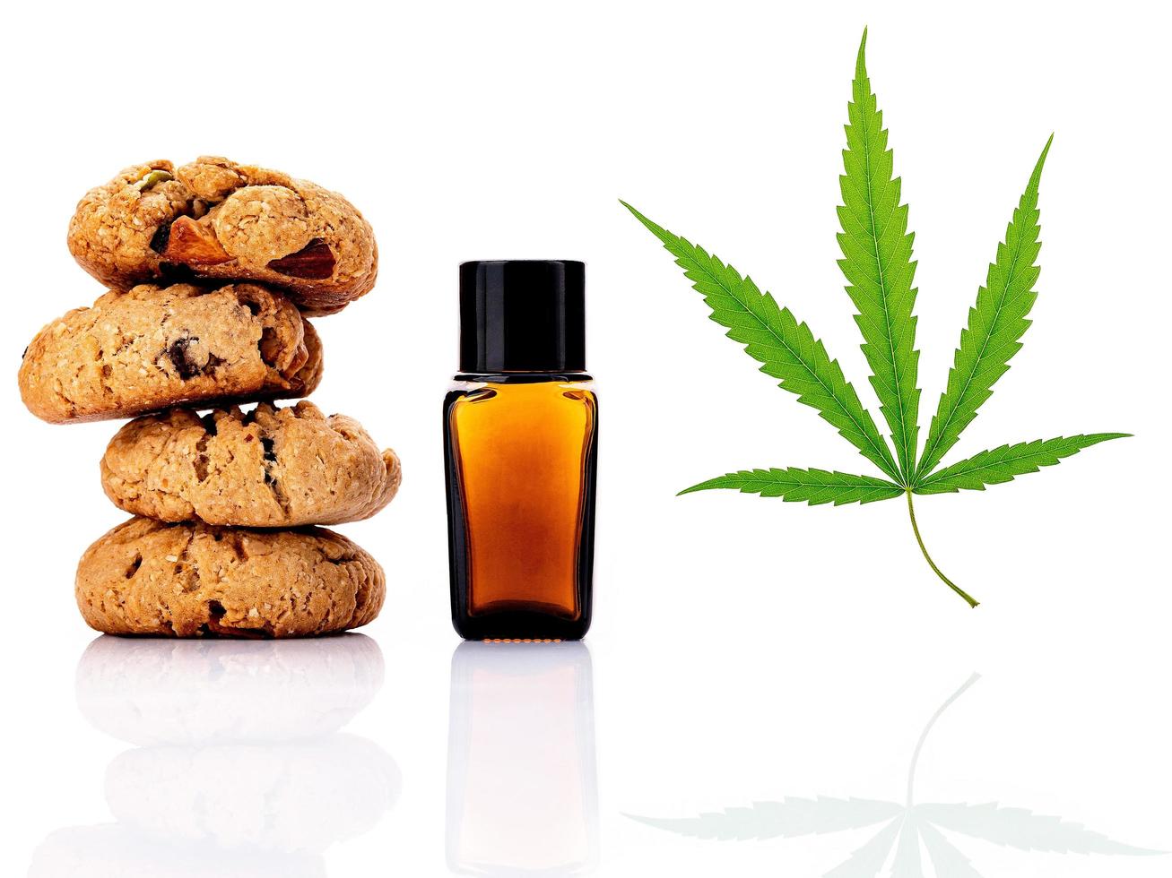 Homemade cookies with hemp oils isolated on a white background photo