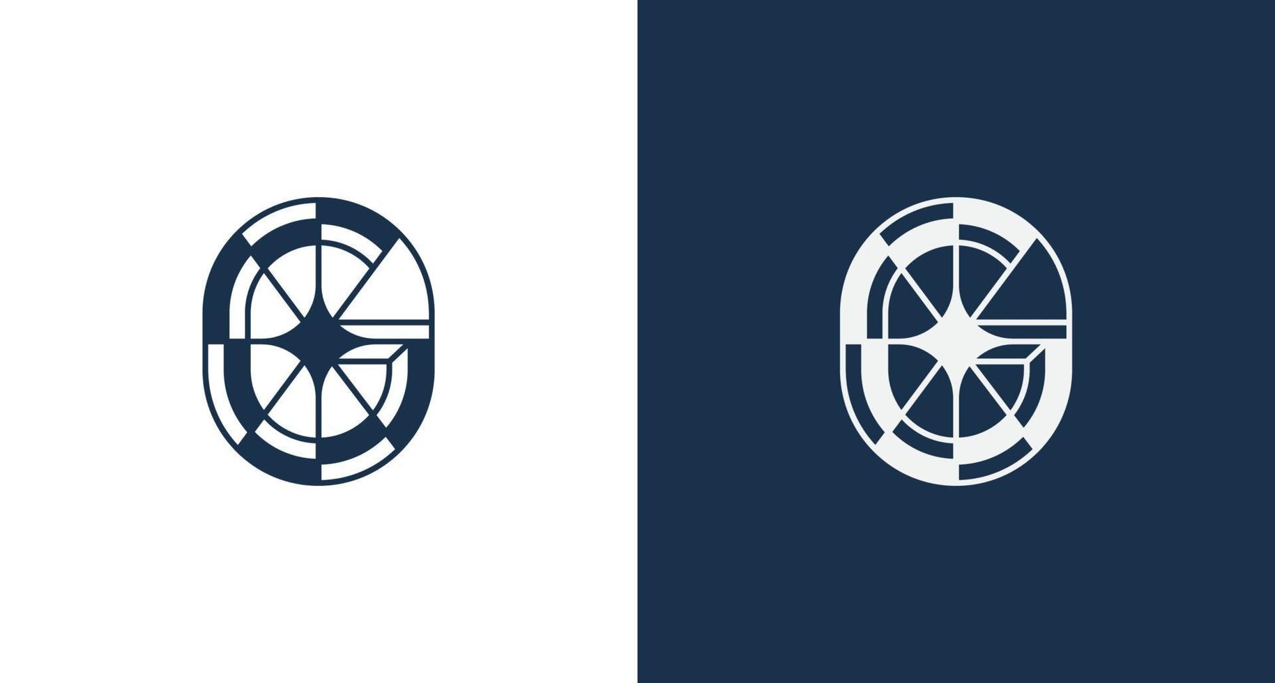 Abstract elegant letter G star logo ion circular emblem shape set vector