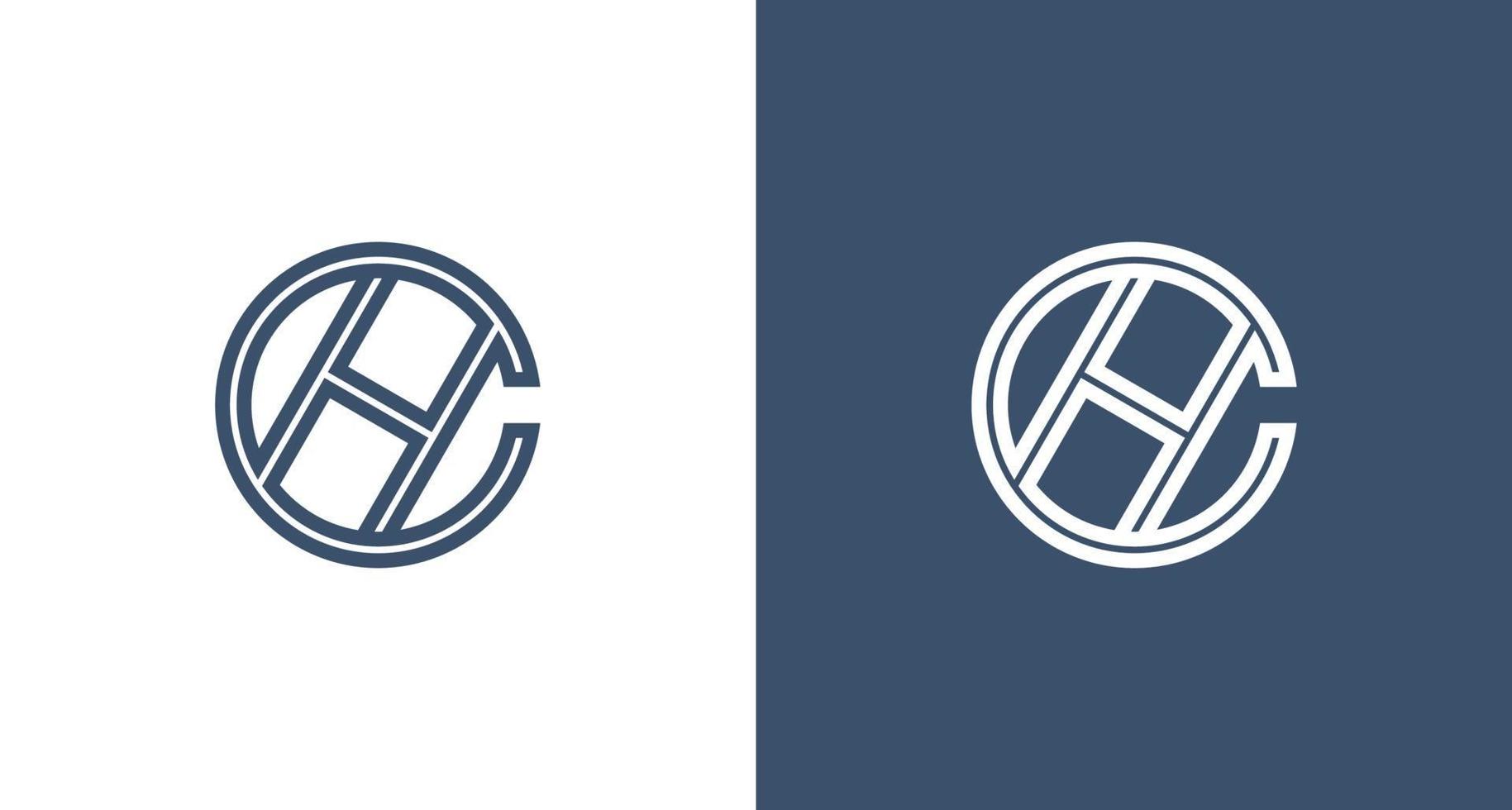 Modern and elegant letter C and H monogram logo in a circle shape set vector