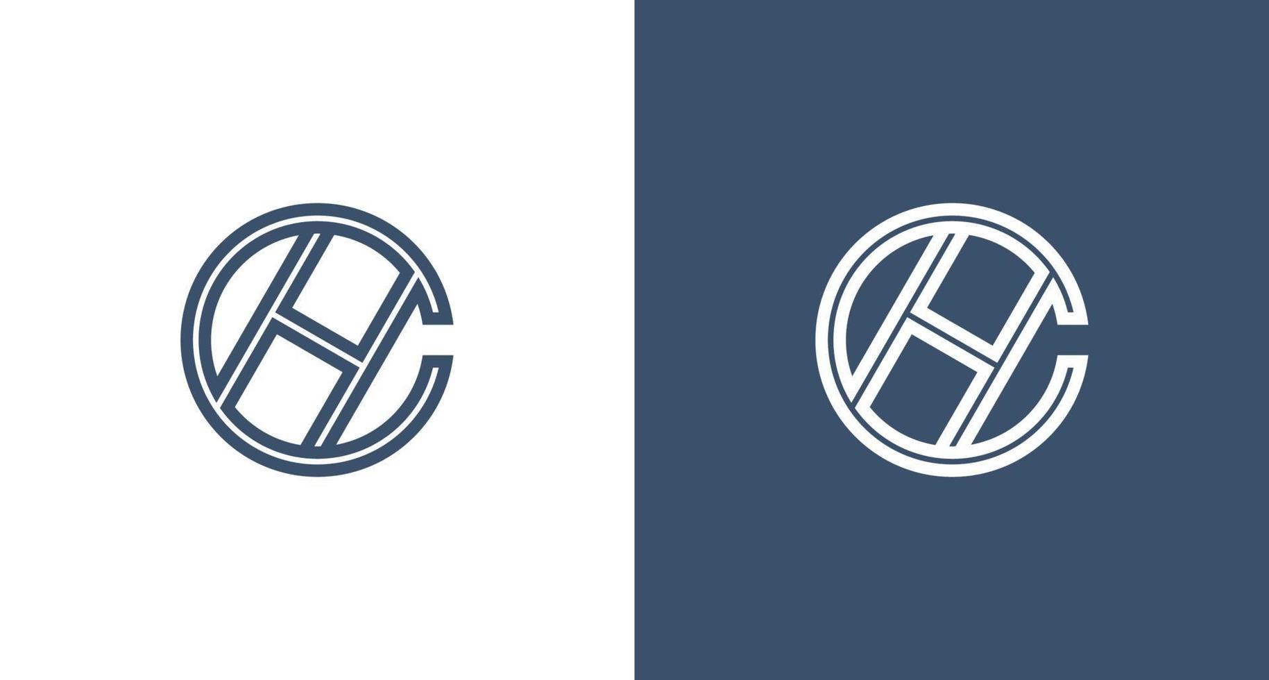 Modern and elegant letter C and H monogram logo in a circle shape set vector