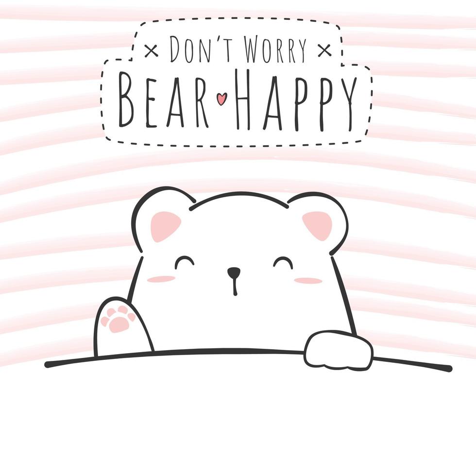 Cute polar bear greeting cartoon doodle vector