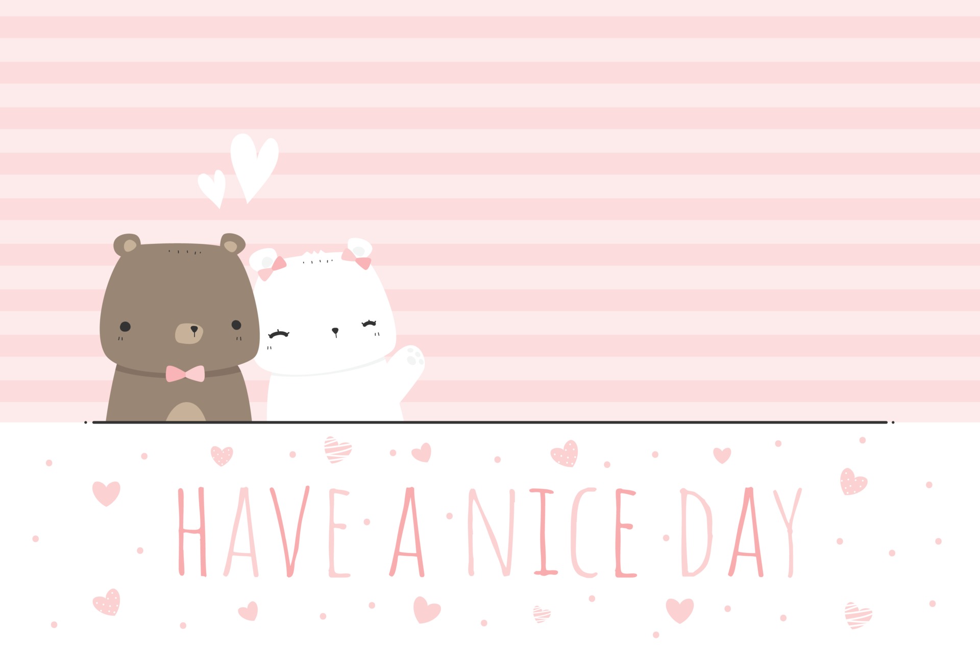 Cute teddy bear and polar bear love couple cartoon pink striped wallpaper  2225703 Vector Art at Vecteezy