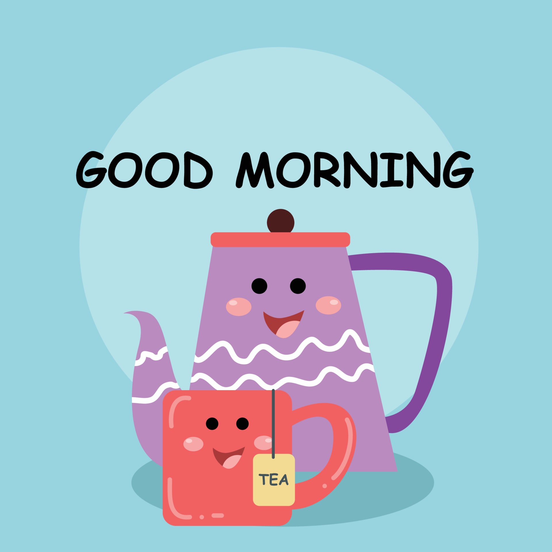 Cute beverage smile good morning character vector template design ...