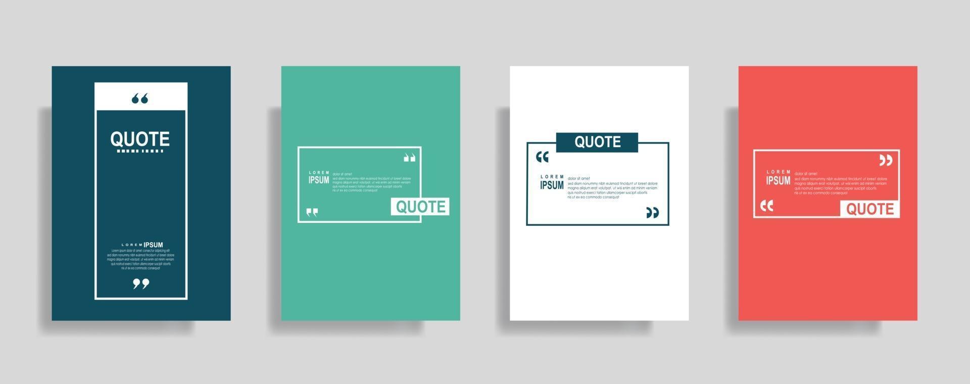 Quotes frame blank templates set, Text in brackets, citation empty speech bubbles. Text bos isolated on color background. vector