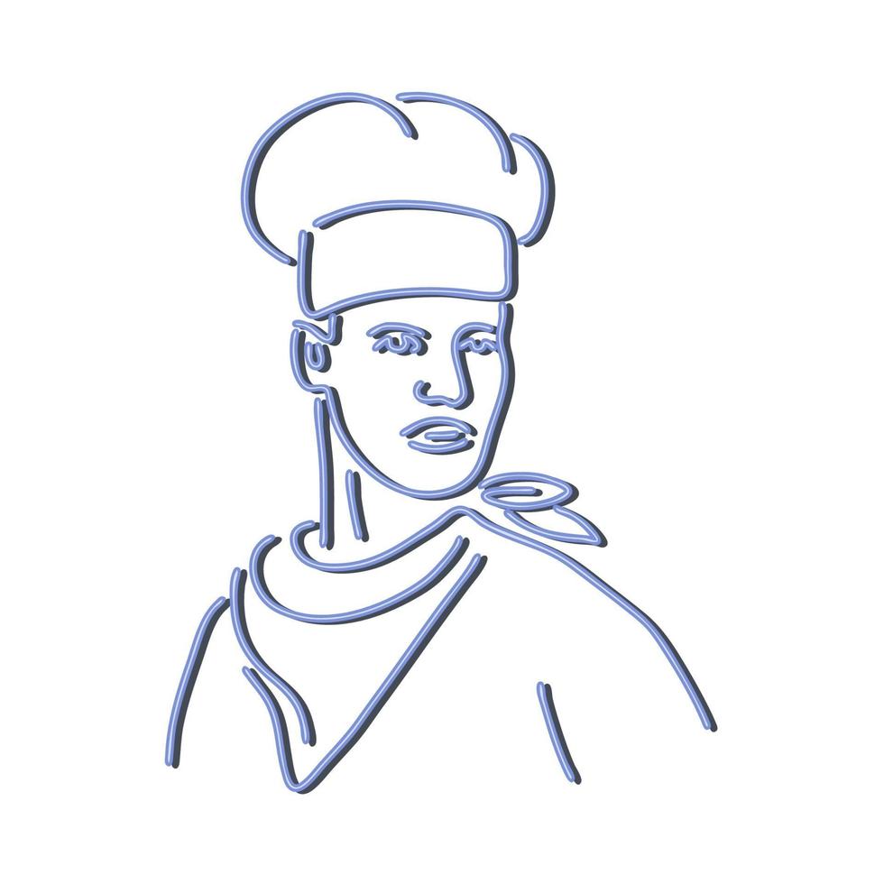 Chef, looking to side bust vector