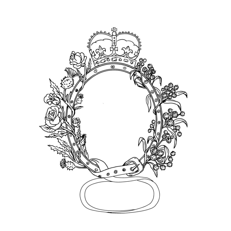 Celtic Belt With Rose and Thistle Drawing vector