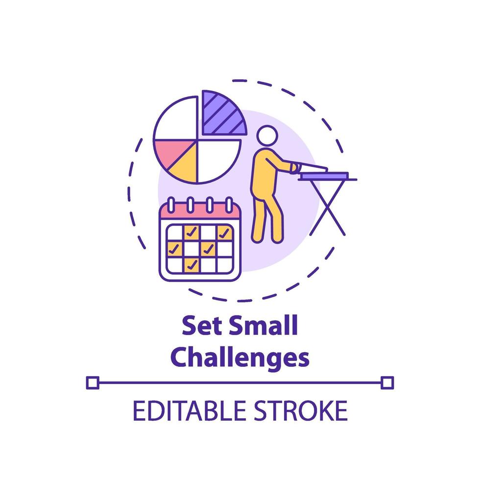 establecer pequeños desafíos concepto icono vector