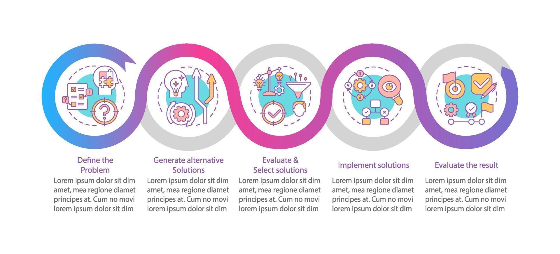 Problem solving process vector infographic template