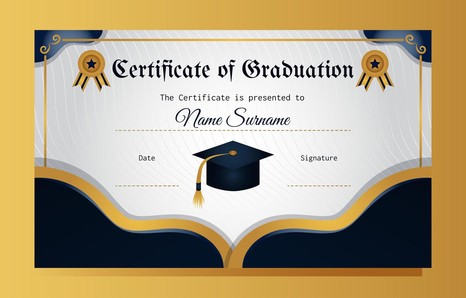 Elegant Blue and Gold Certificate of Graduation Template 21 Throughout Graduation Gift Certificate Template Free