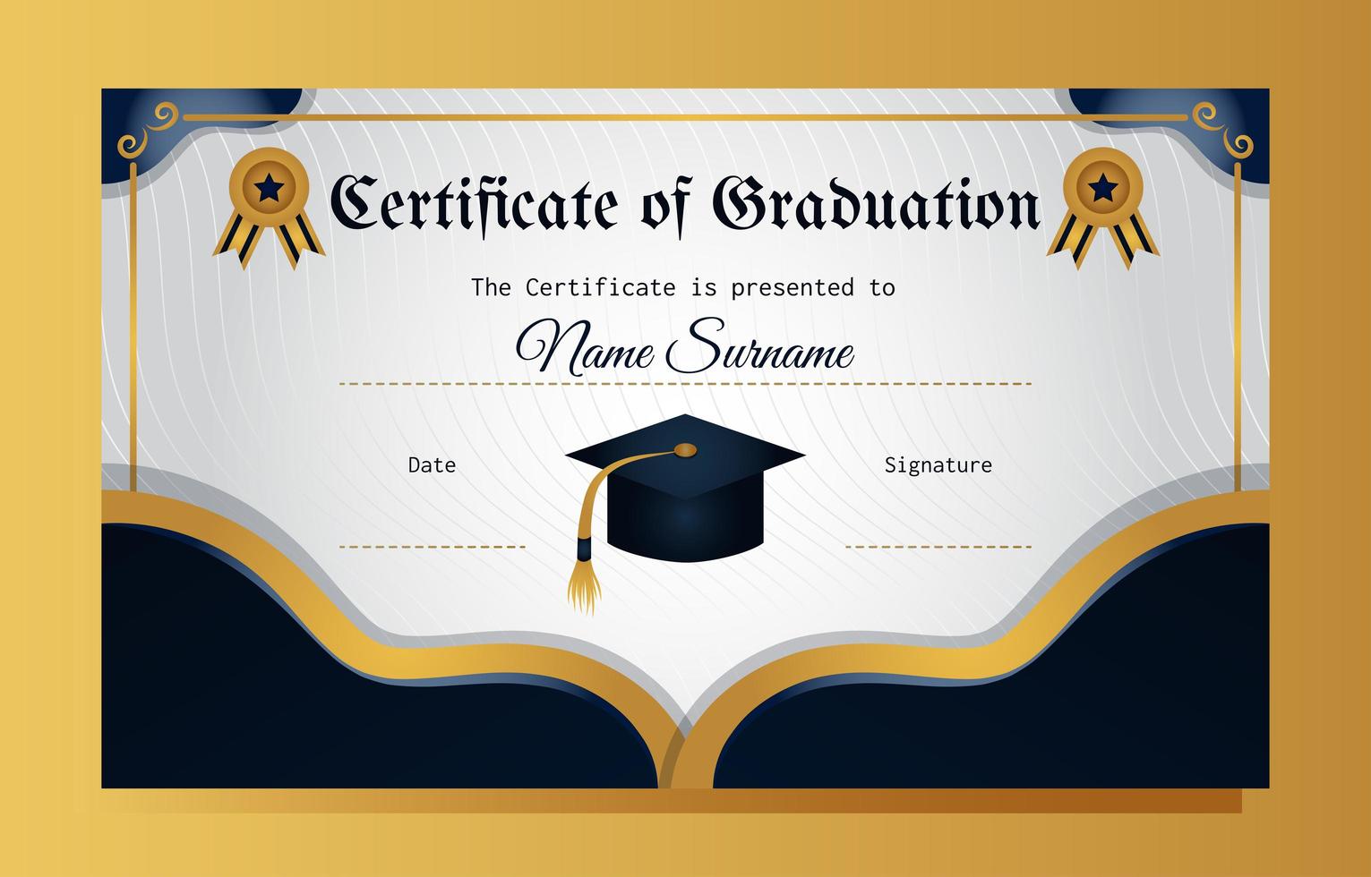 Elegant Blue And Gold Certificate Of Graduation Template 2226470 Vector 