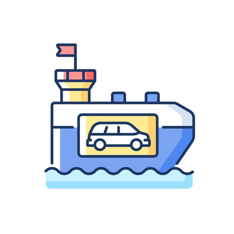 Vehicle carrier ship RGB color icon vector