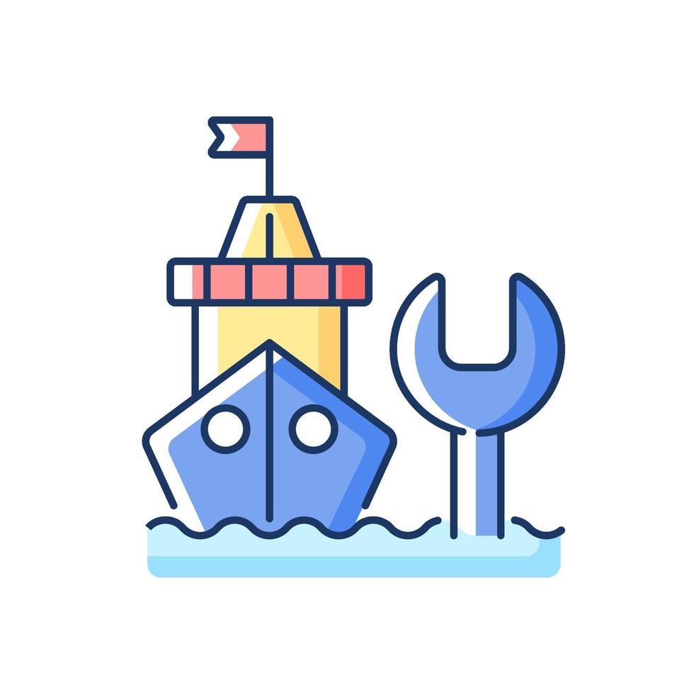 Ship maintenance and repair RGB color icon vector