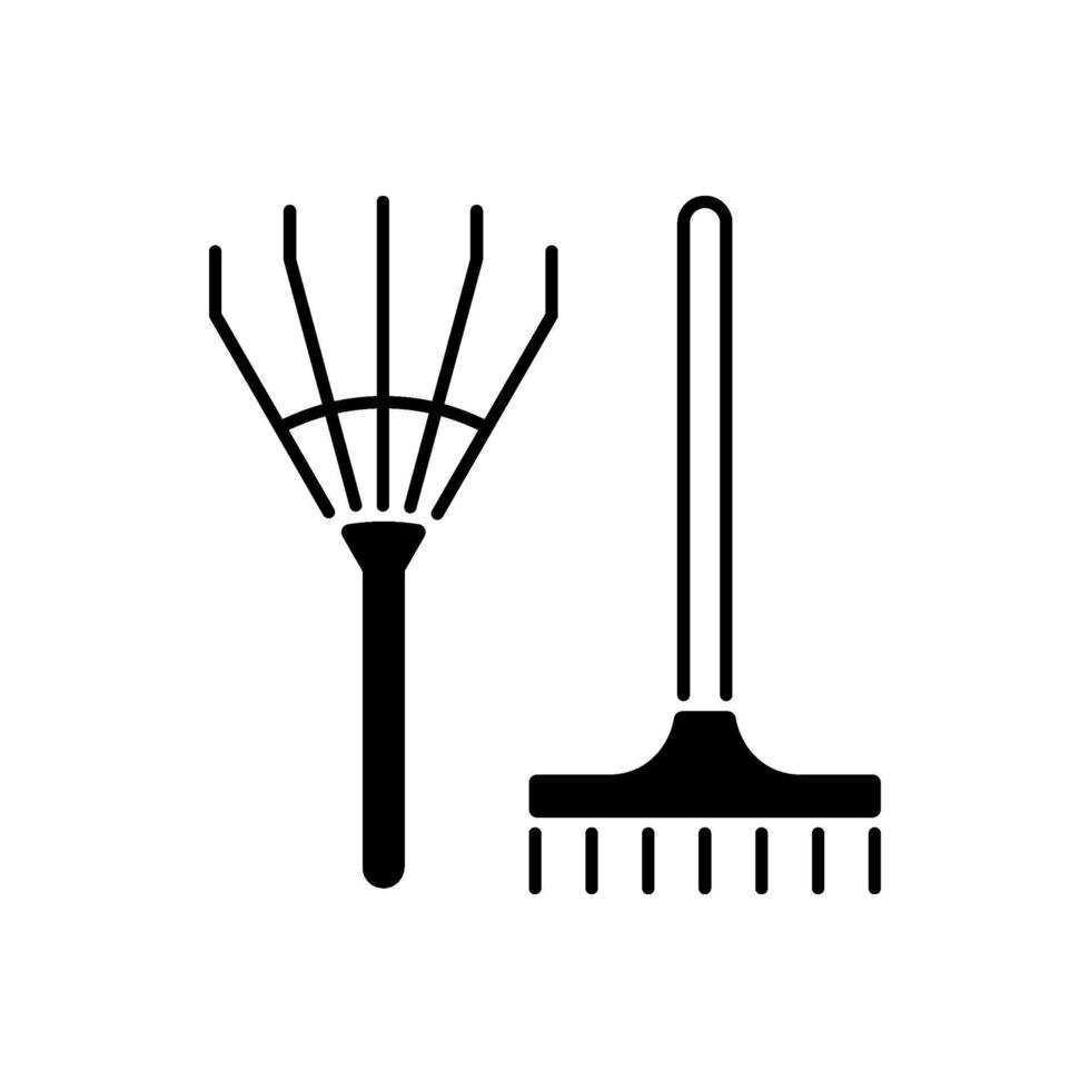 Rake black linear icon vector